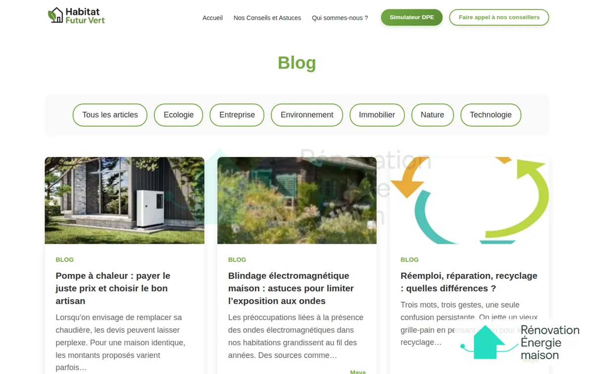Capture : Blog | habitatfuturvert.fr